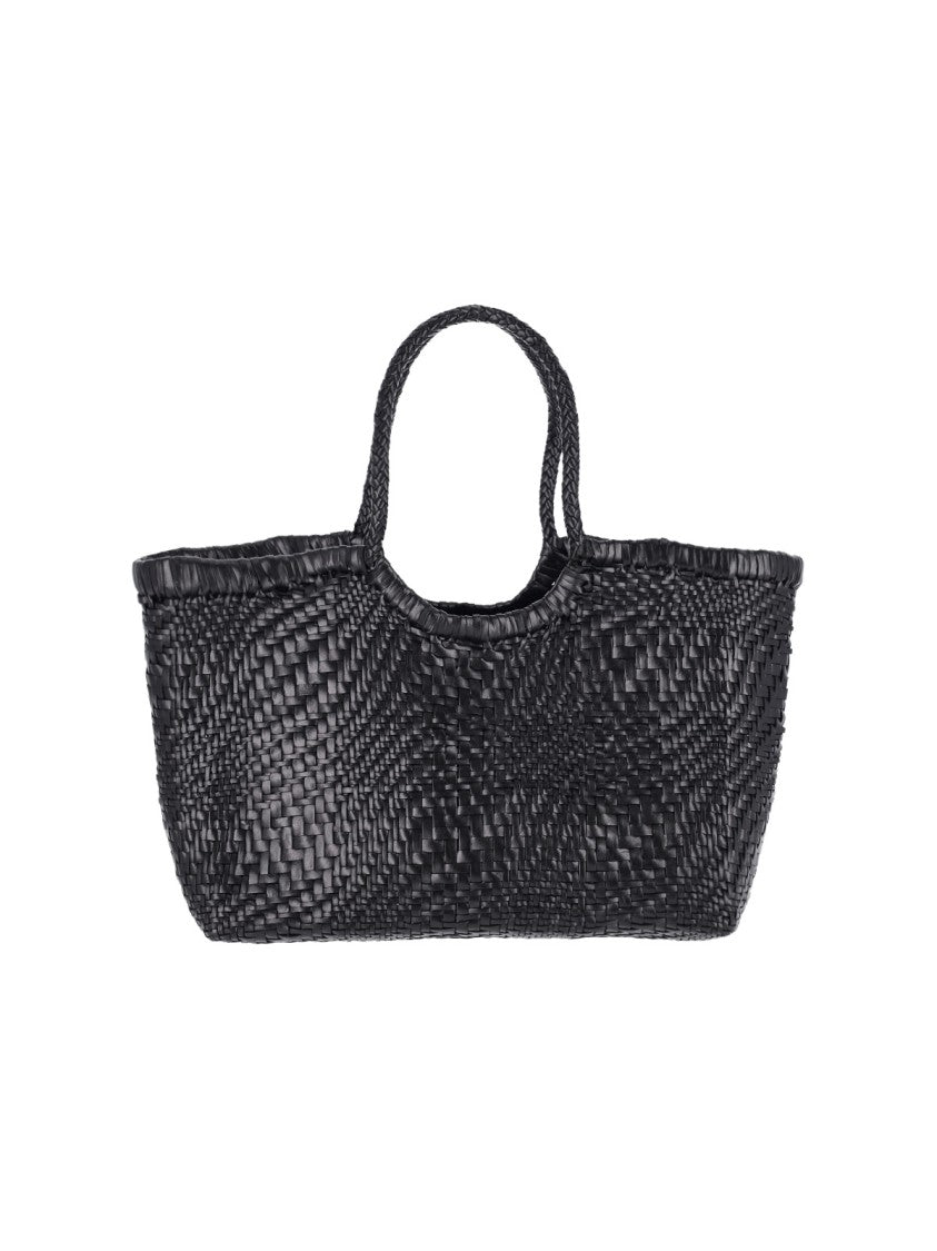 Dragon Diffusion Black Nantucket Optical Woven Leather Large Tote Bag