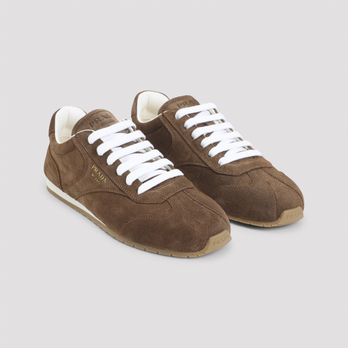 Prada Cocoa Brown Suede Leather Sneakers