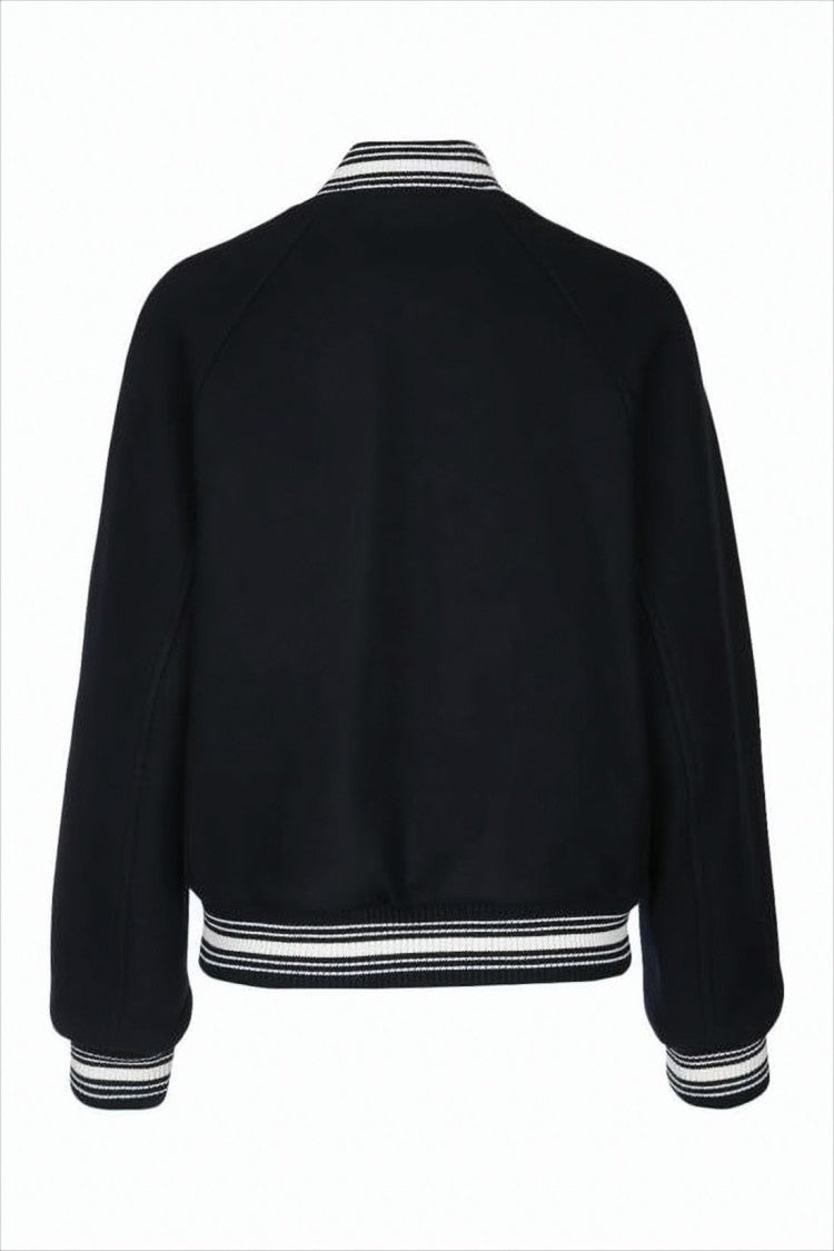 Celine Cropped Varsity-Style Wool Jacket