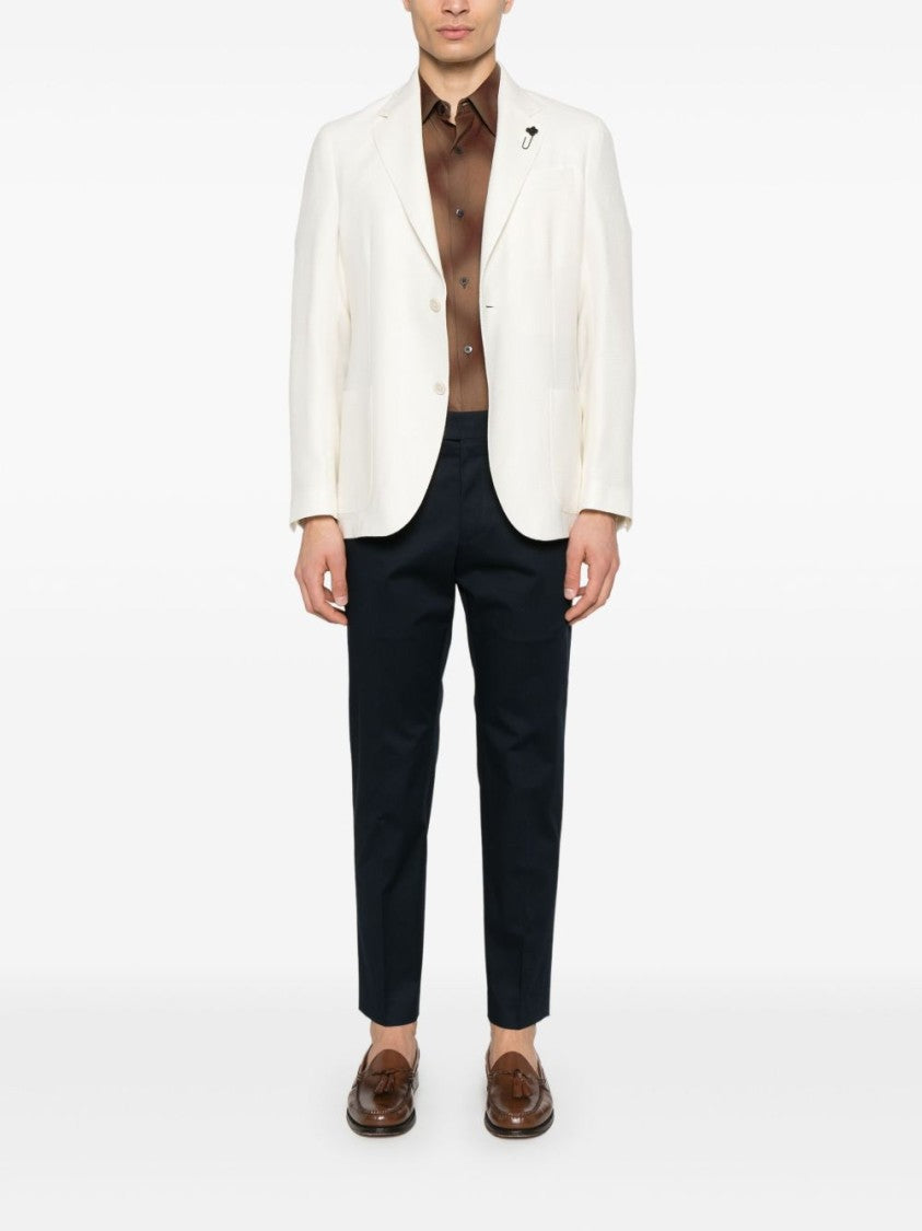 Pt Torino Tailored Blue Trousers With Classic Waistband