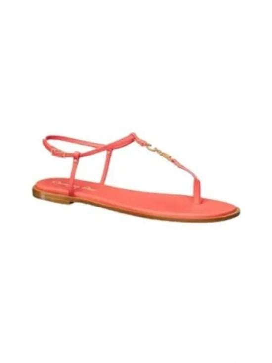 Christian Dior T-Strap Calfskin Leather Sandals With Metallic Detail