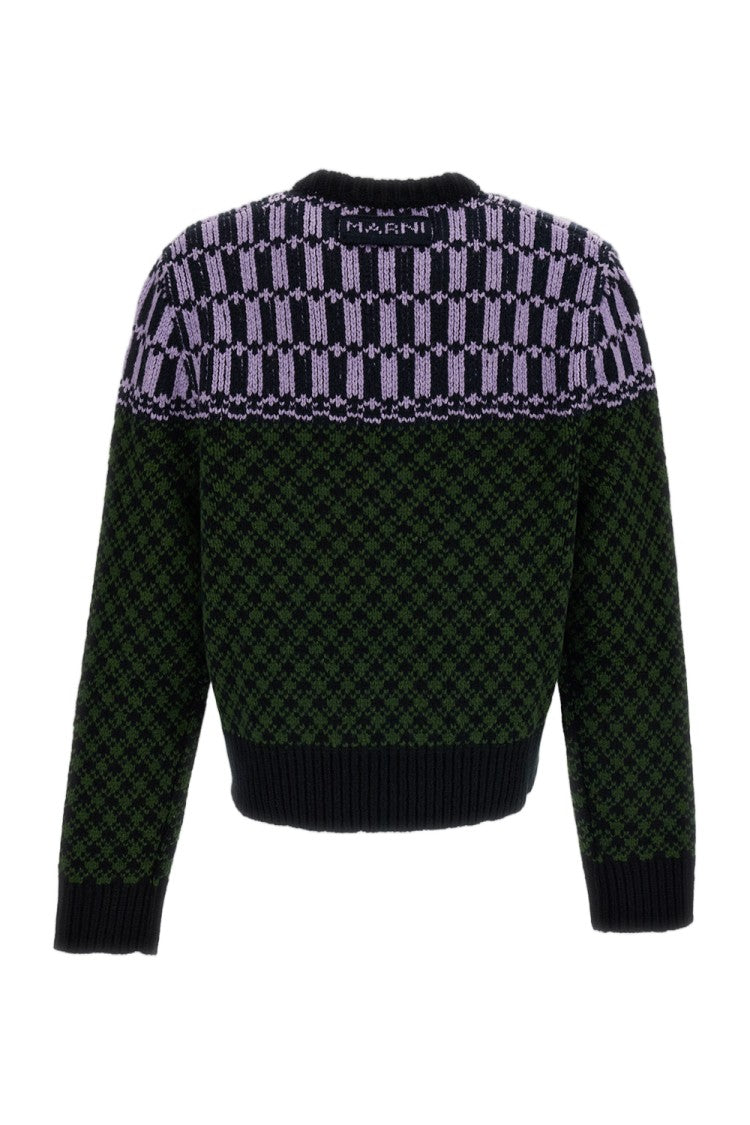 Marni Multicolor Geometric Jacquard Wool Sweater