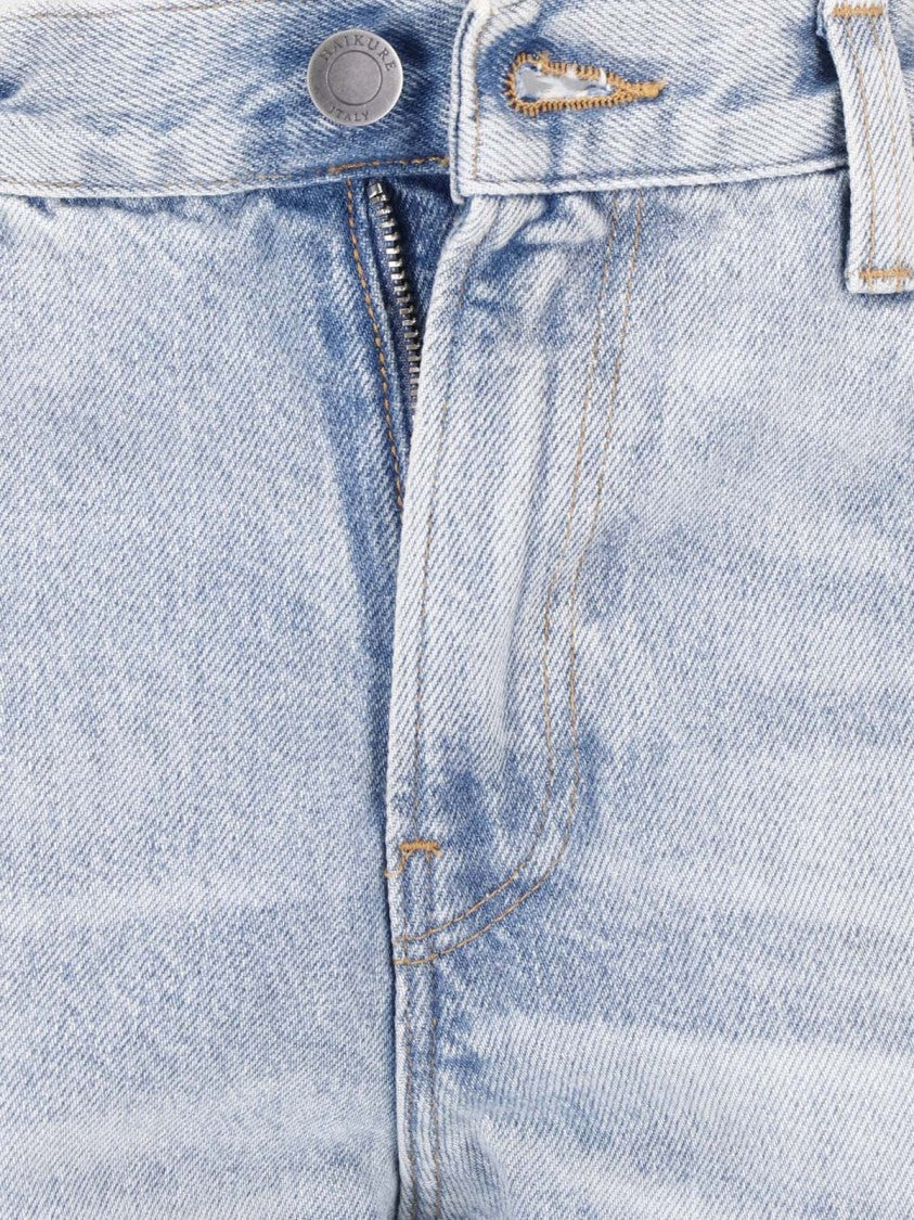 Haikure Light Blue Star Straight-Leg Cotton Denim Jeans