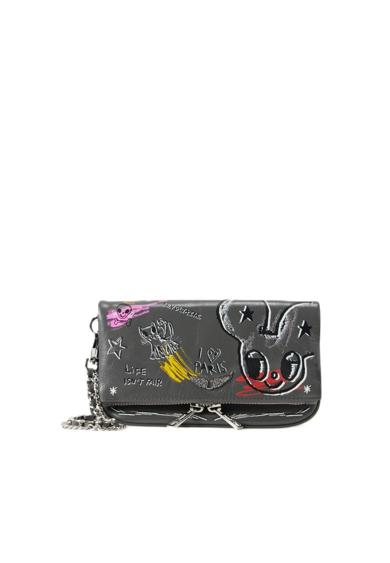 Zadig & Voltaire Rectangular Clutch Bag With Graffiti Prints