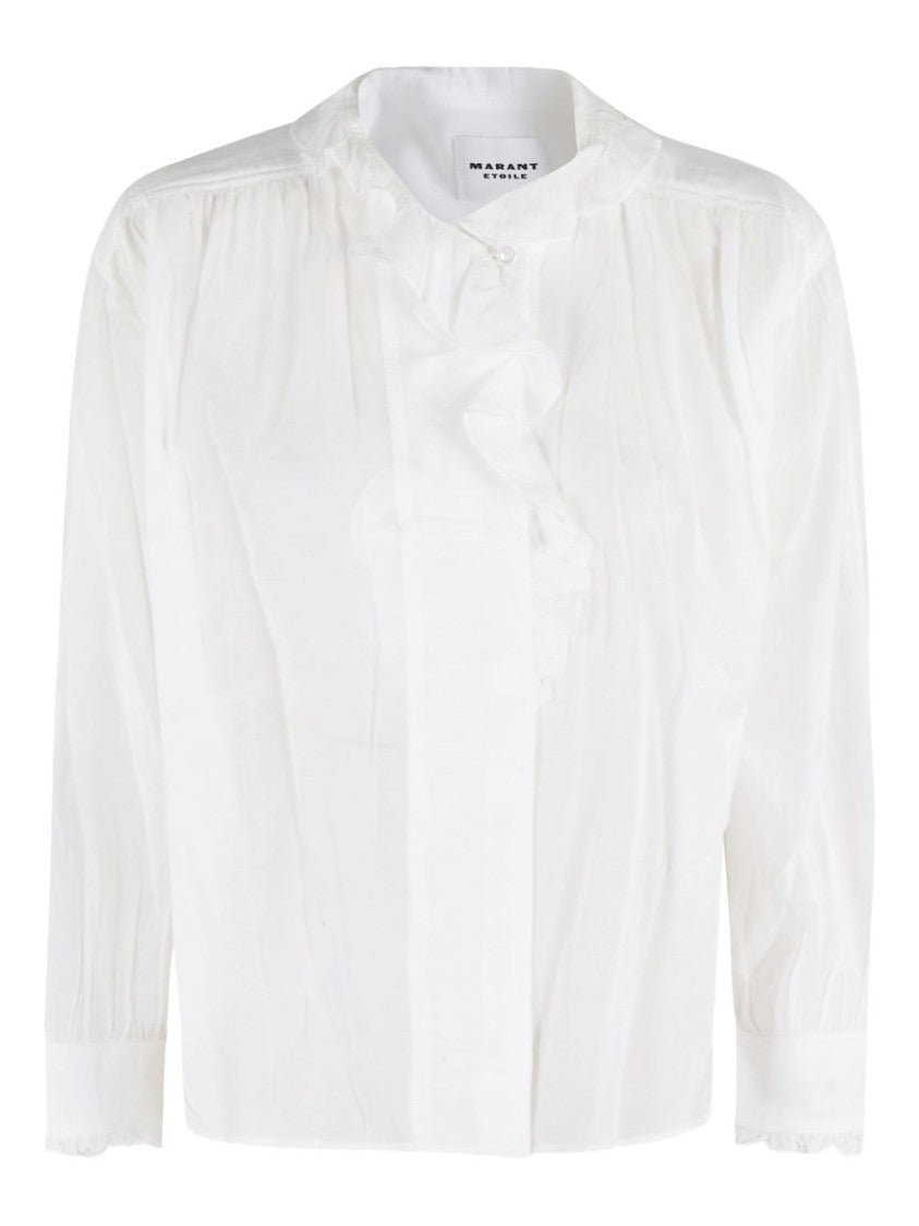 Isabel Marant Étoile Ruffled Front White Top With Long Sleeves And Elegant Collar