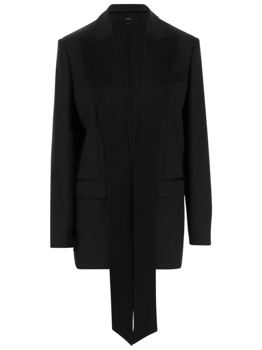 Pinko Wool Blend Single-Breasted Jacket With Satin Collar