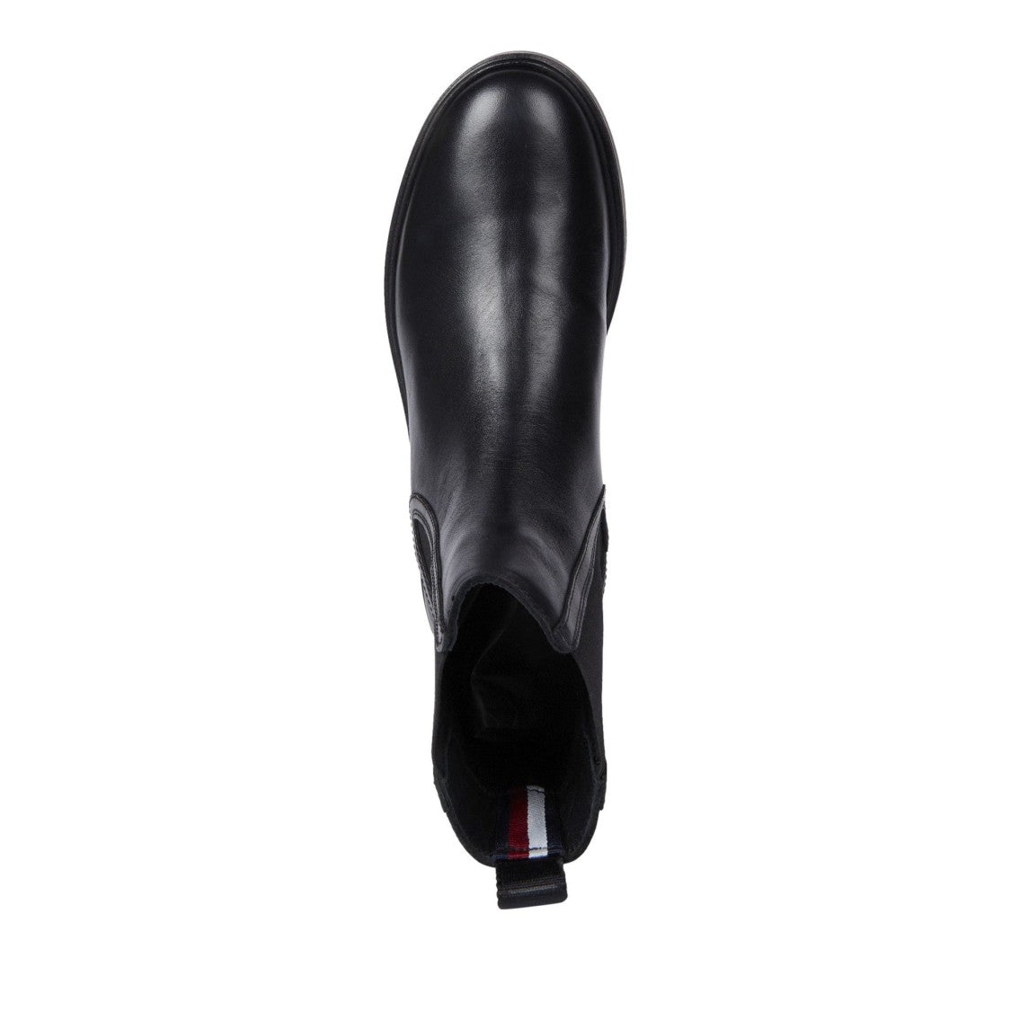 Tommy Hilfiger Black Sleek Elastic Panel Leather Chelsea Boots