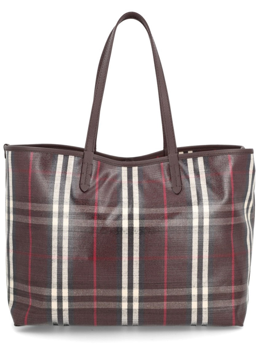Burberry Classic Plaid Structured Bordeaux Shoulder Bag