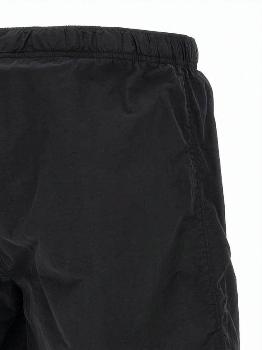C.P. Company Functional Black Polyamide Shorts With Logo Detail