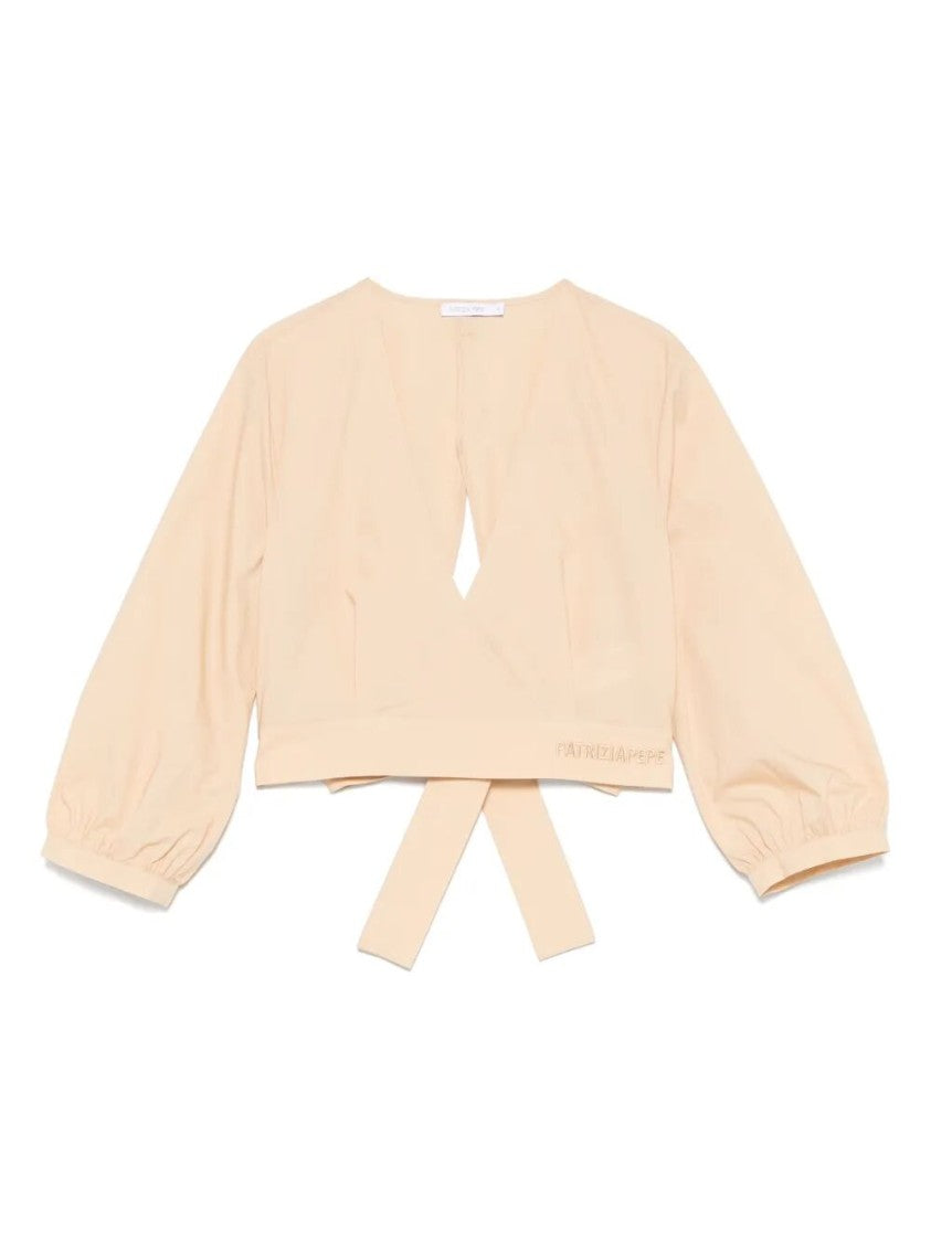 Patrizia Pepe Wrap Top With Deep V-Neck