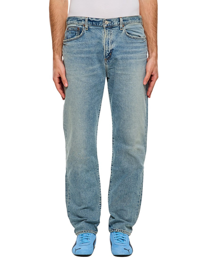 Agolde Faded Light Blue Wash Straight-Leg Curtis Jeans