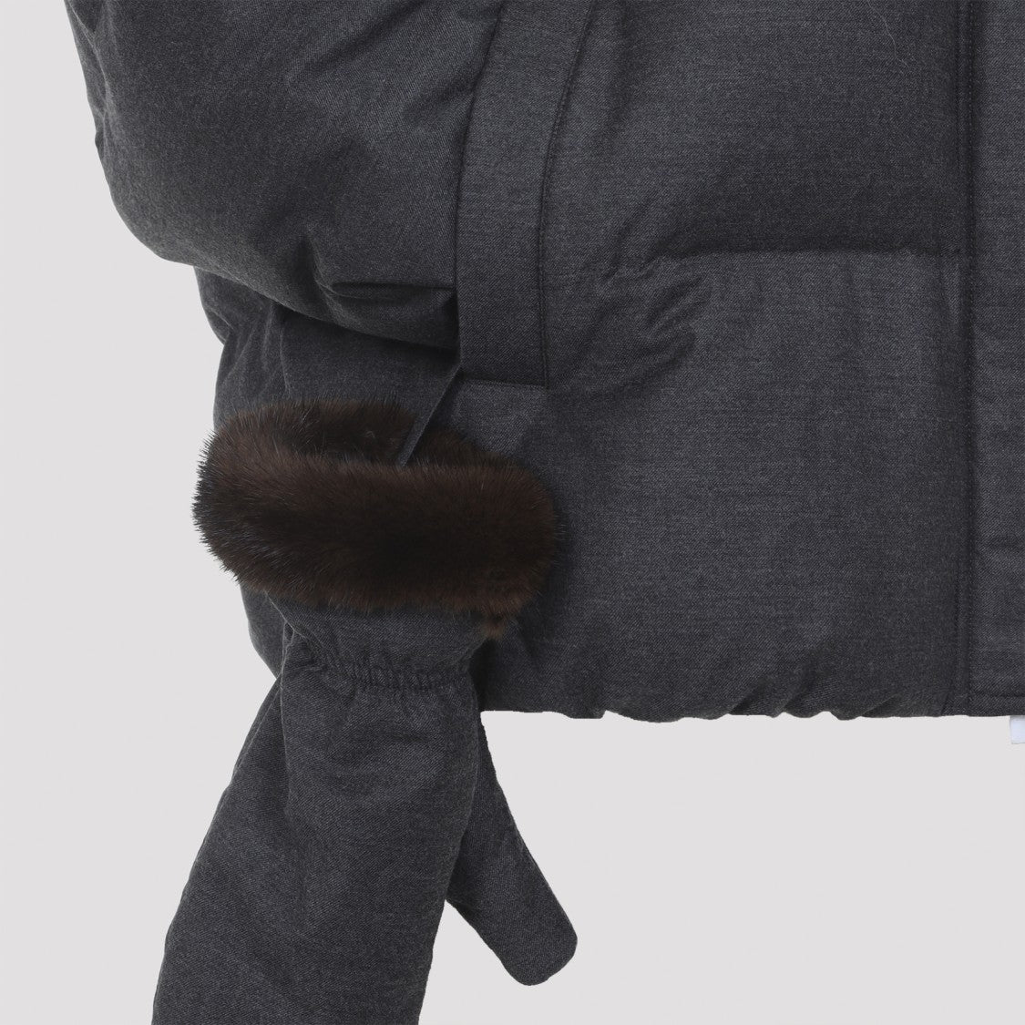 Yves Salomon Refined Grey Mink Down Jacket With Quilted Elegance