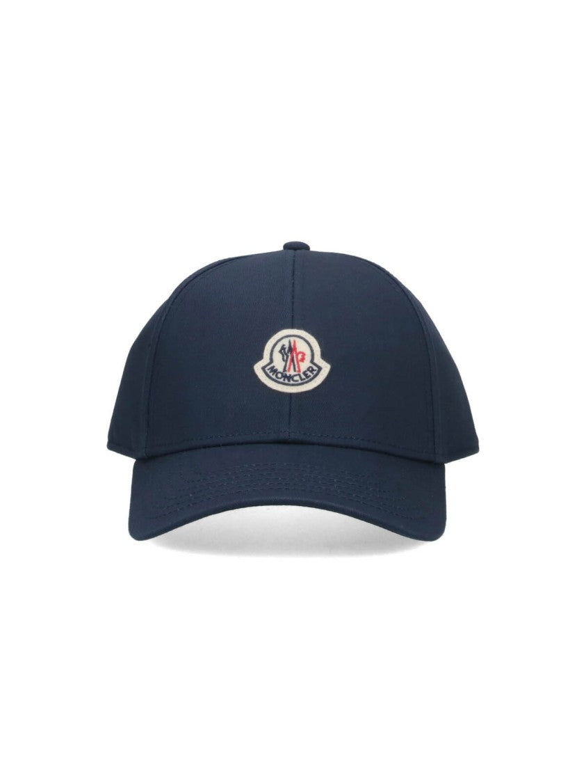 Moncler Navy Cotton Baseball Cap With Multicolor Logo Patch