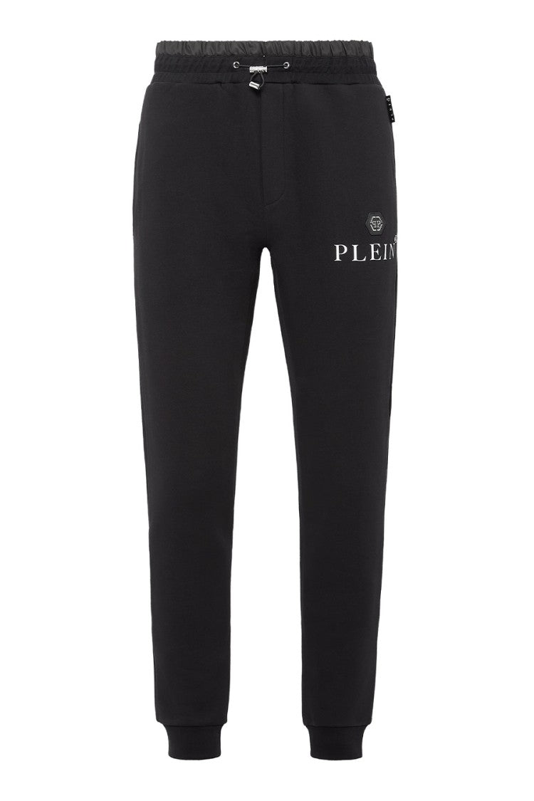 Philipp Plein Black Hexagon Logo Tapered Sweatpants
