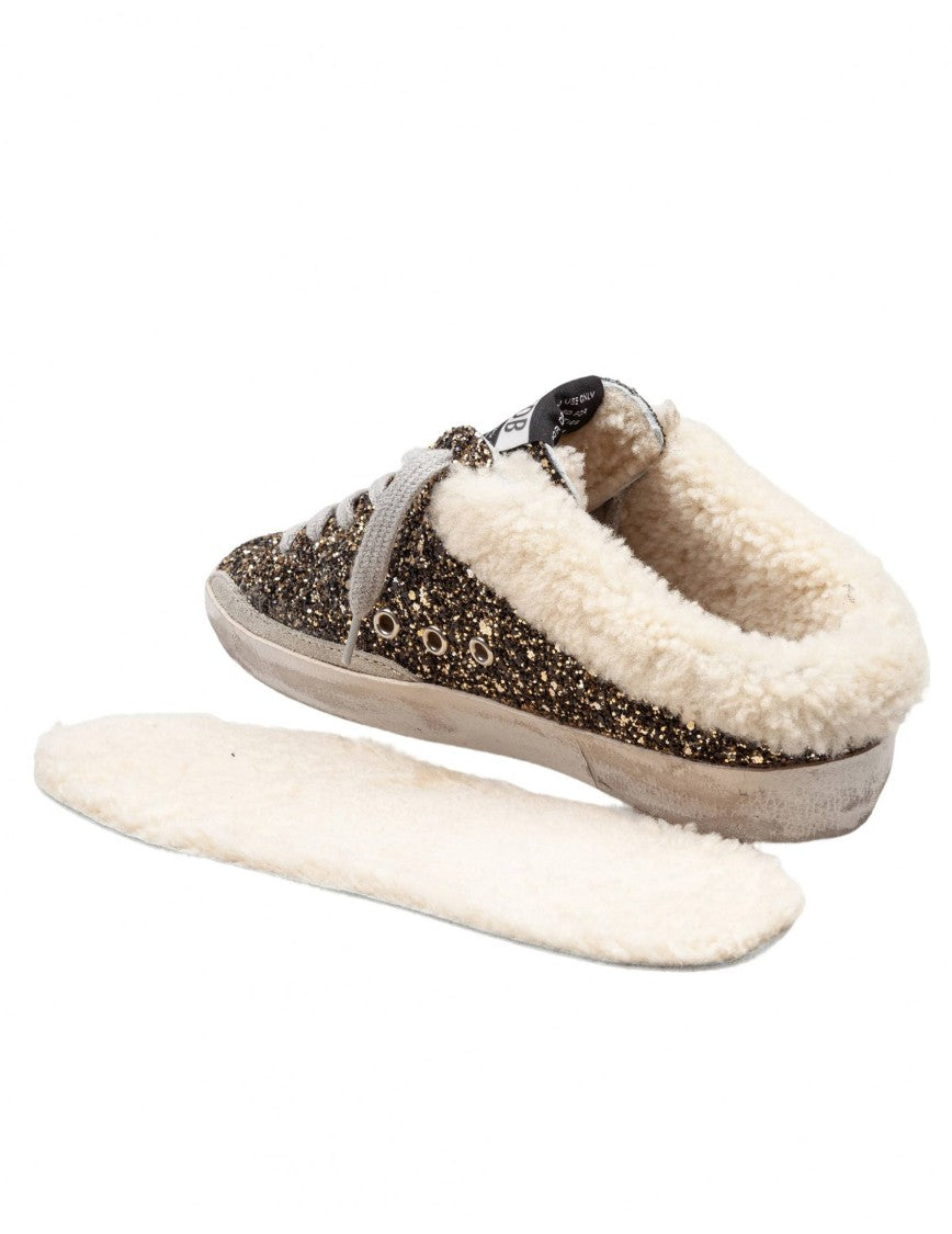 Golden Goose Super Star In Glitter Color Black/Gold Sneakers