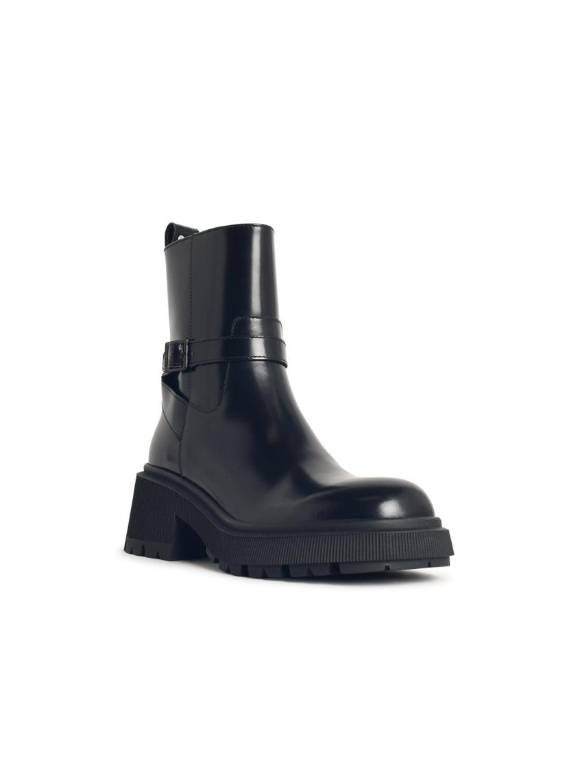 Jimmy Choo Conny Flat' Black Leather Ankle Boots