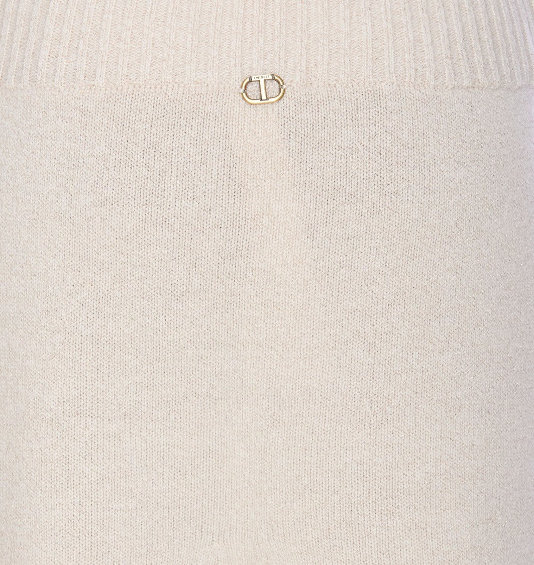 Twin-Set Relaxed Fit Grey Cashmere-Wool Trousers