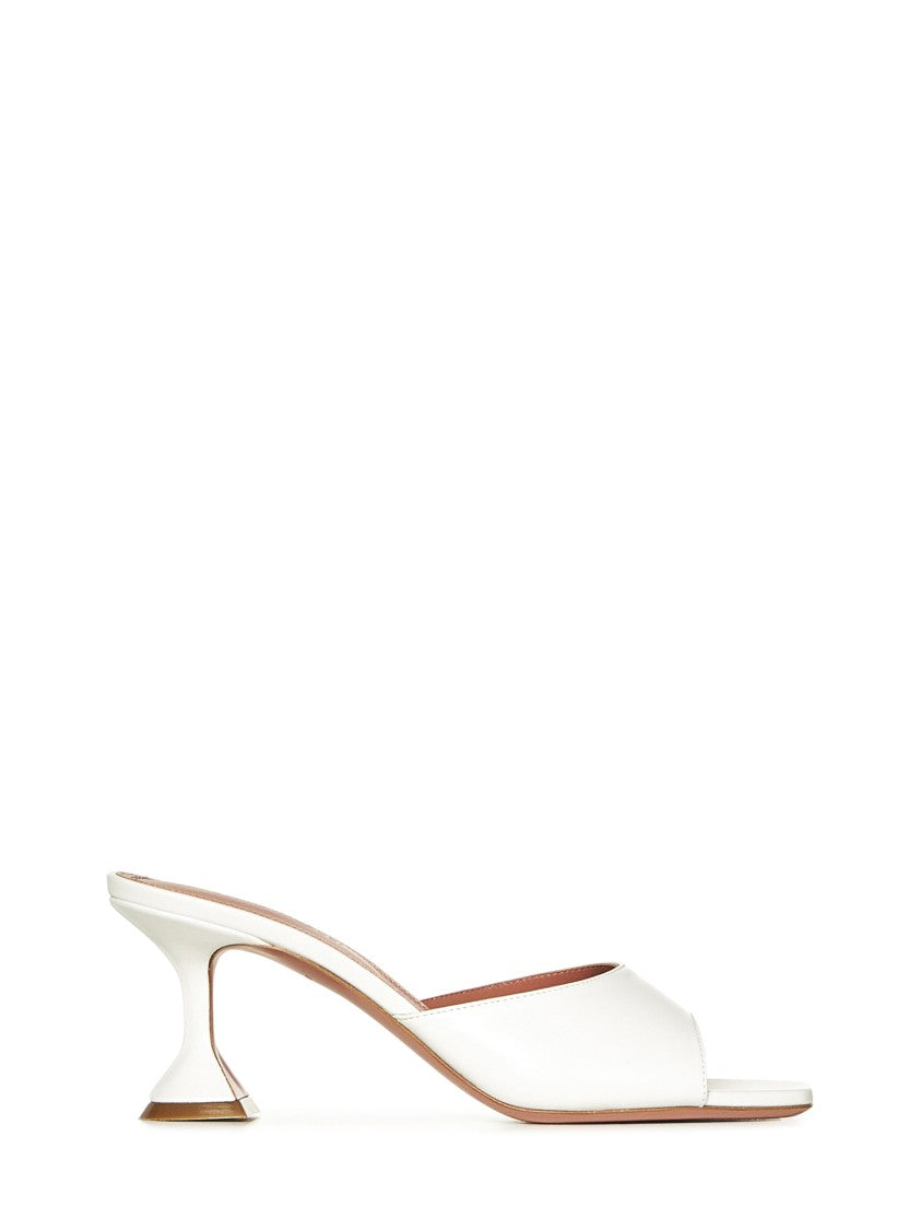 Amina Muaddi White Nappa Leather Sandals With Hourglass Heel