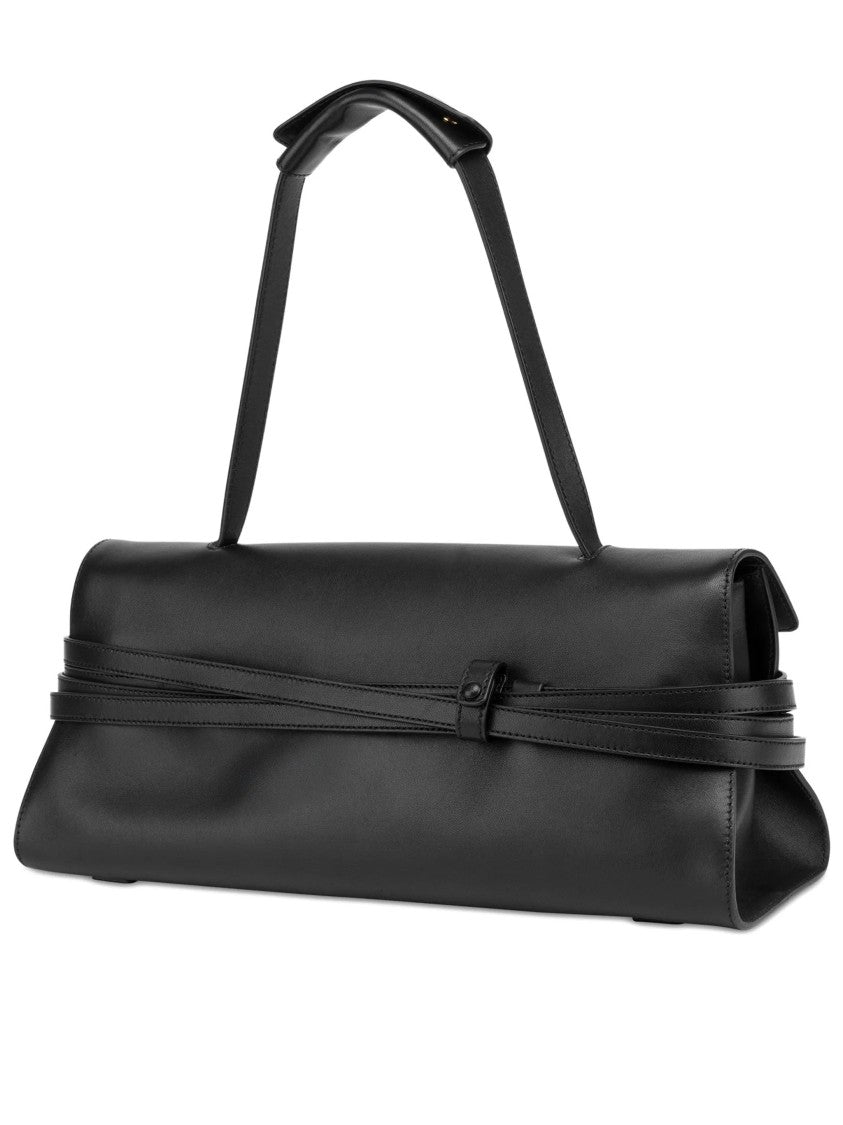 Moschino Black Structured Nappa Leather Handbag With Belt