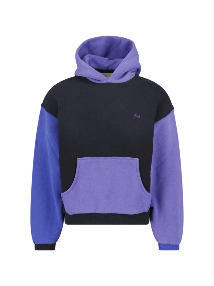 Erl Multi-Color Cotton Hoodie With Embroidered Logo And Kangaroo Pocket