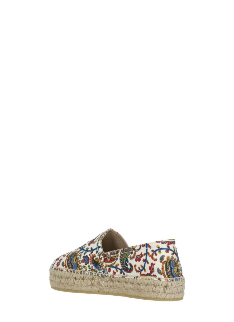 Etro Ivory Printed Gabardine Paisley Espadrilles