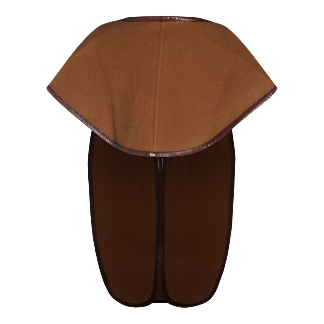 Chloé Brown Structured Leather Trim Gold Buckle Cape