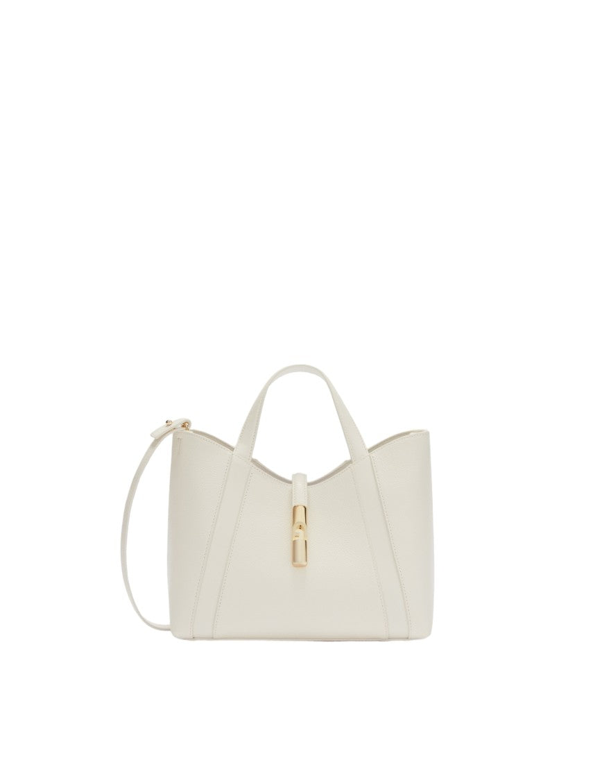 Furla Goccia S Tote Leather Handbag, Cream Color