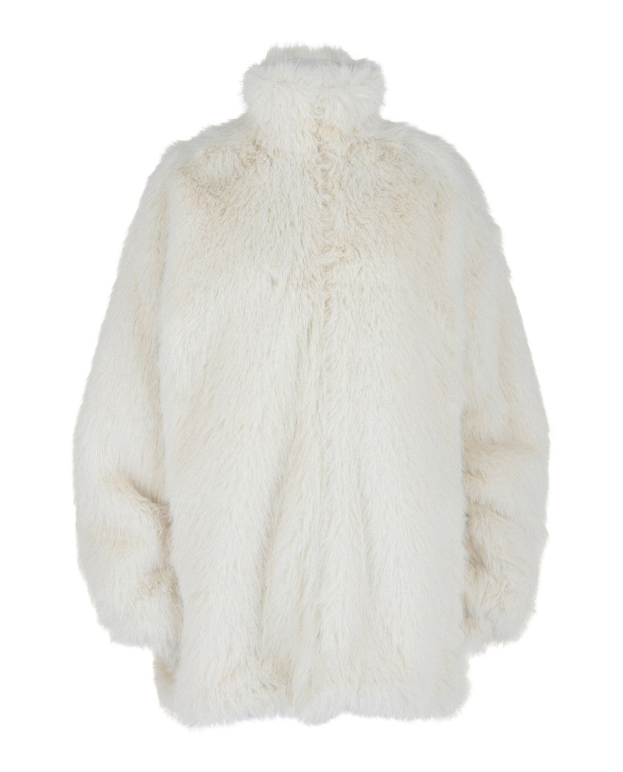 Balenciaga Debossed Bb Logo Oversized Faux Fur Jacket