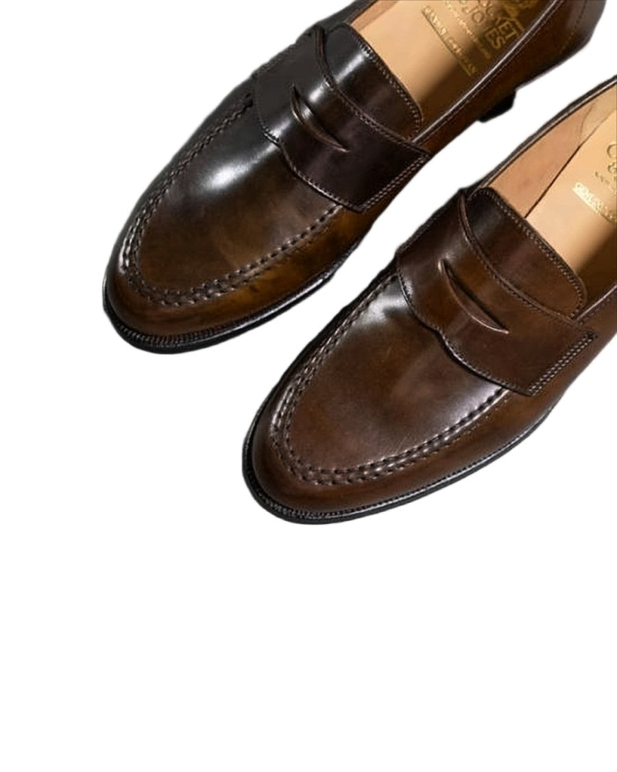 Crockett & Jones Penny Strap Loafers In Polished Horse Leather