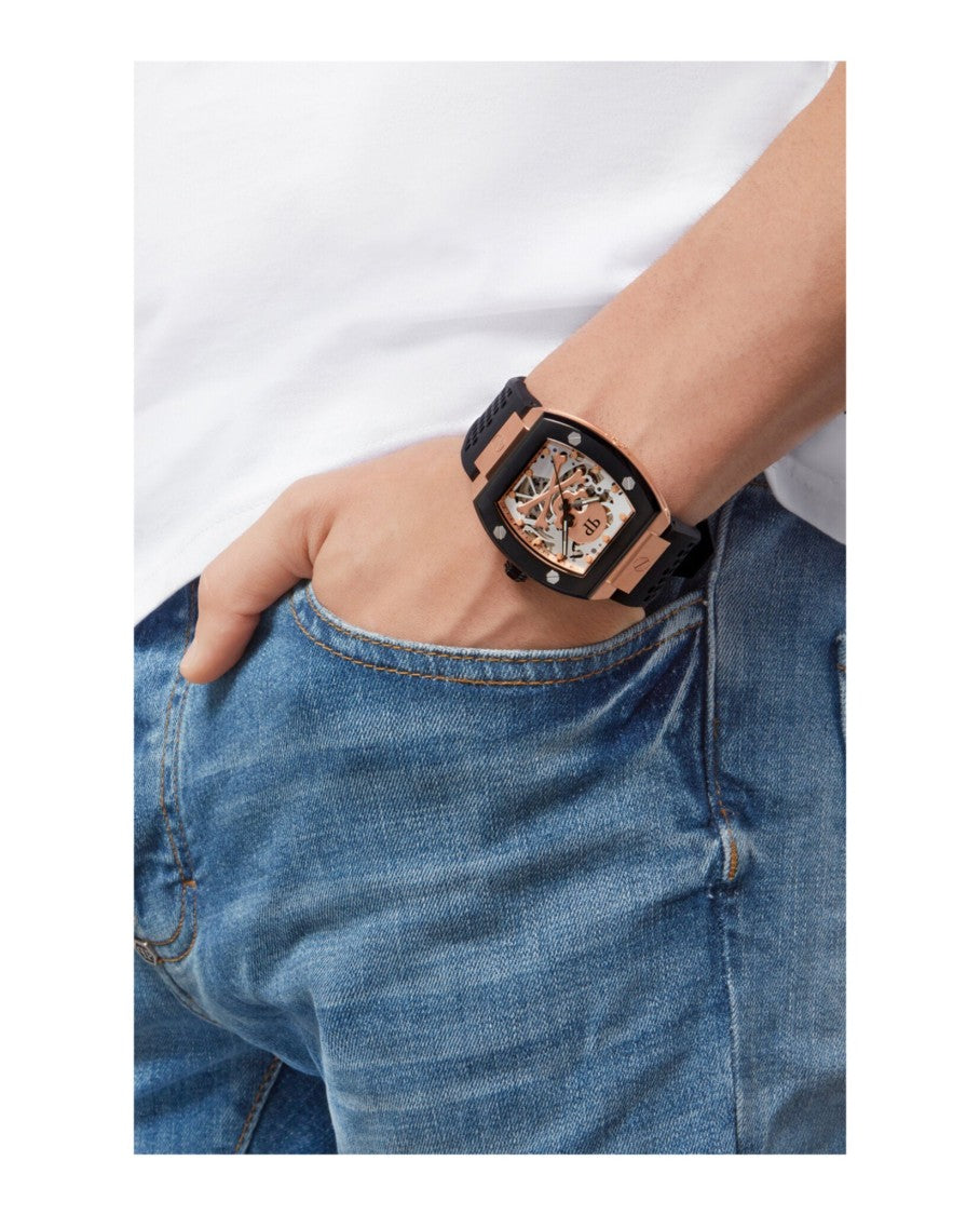 Philipp Plein Grey Skeleton Dial Automatic Watch With Two-Tone Case
