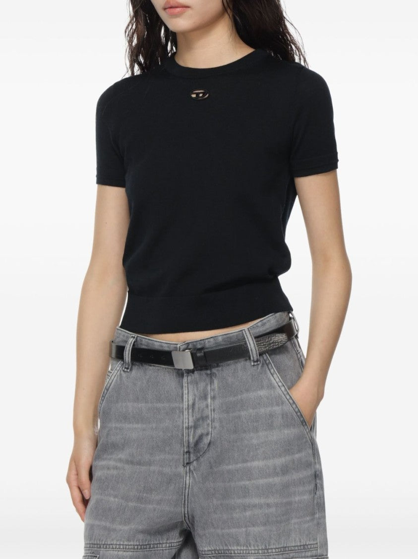 Diesel Black Embroidered Logo Short Sleeve Top