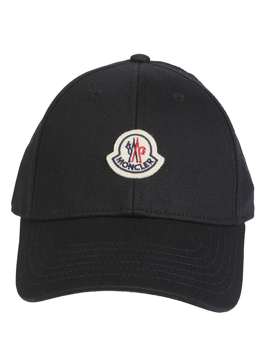 Moncler Structured Black Cotton Embroidered Baseball Cap