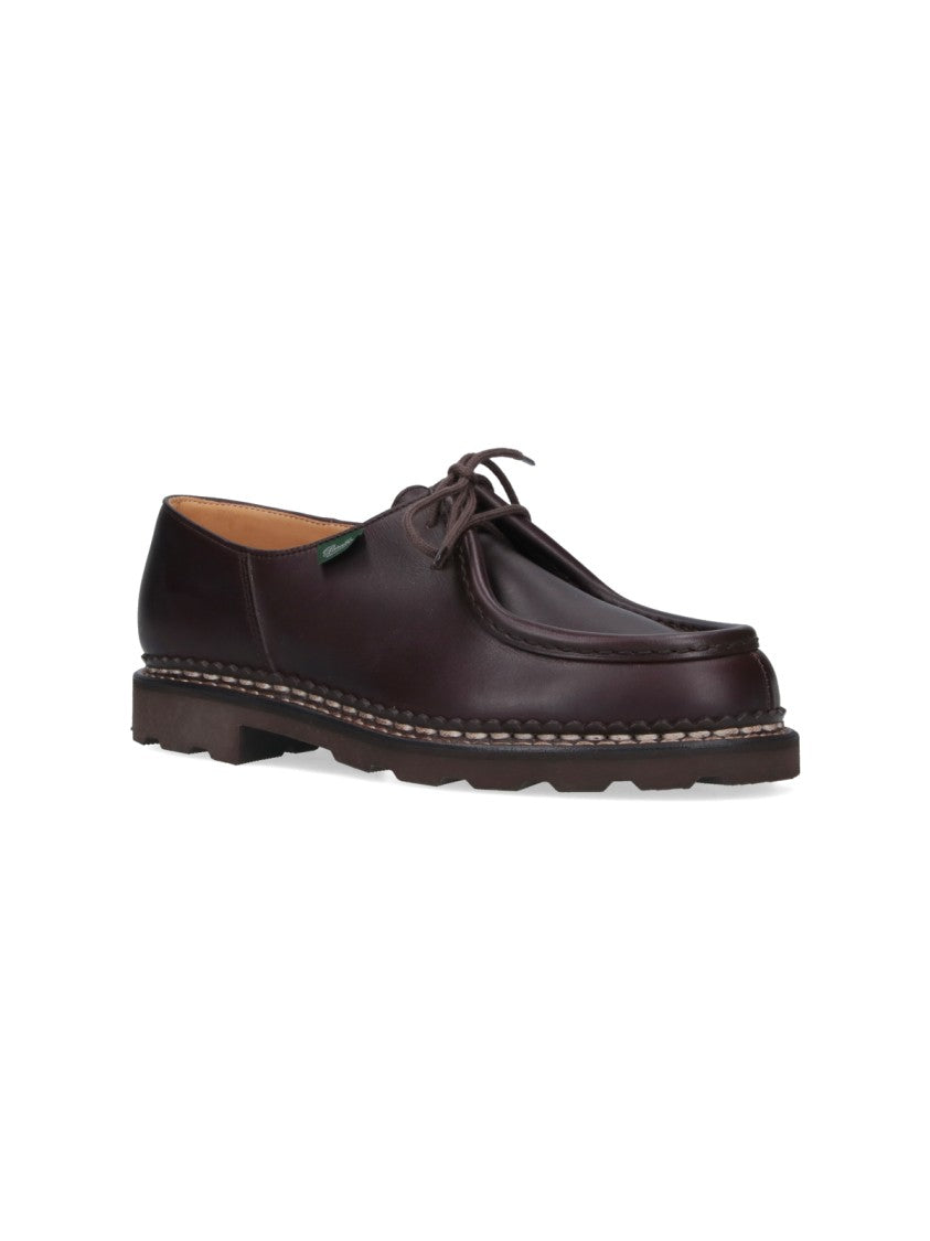 Paraboot Michael Derby Shoes In Dark Brown Calf Leather With Stitched Welt
