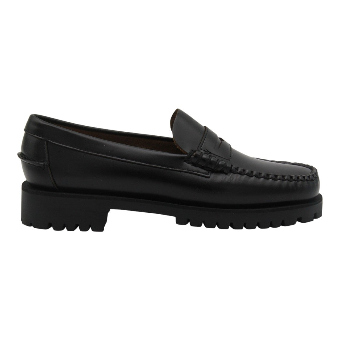 Sebago Penny Loafer-Inspired Black Flats With Moccasin Stitching