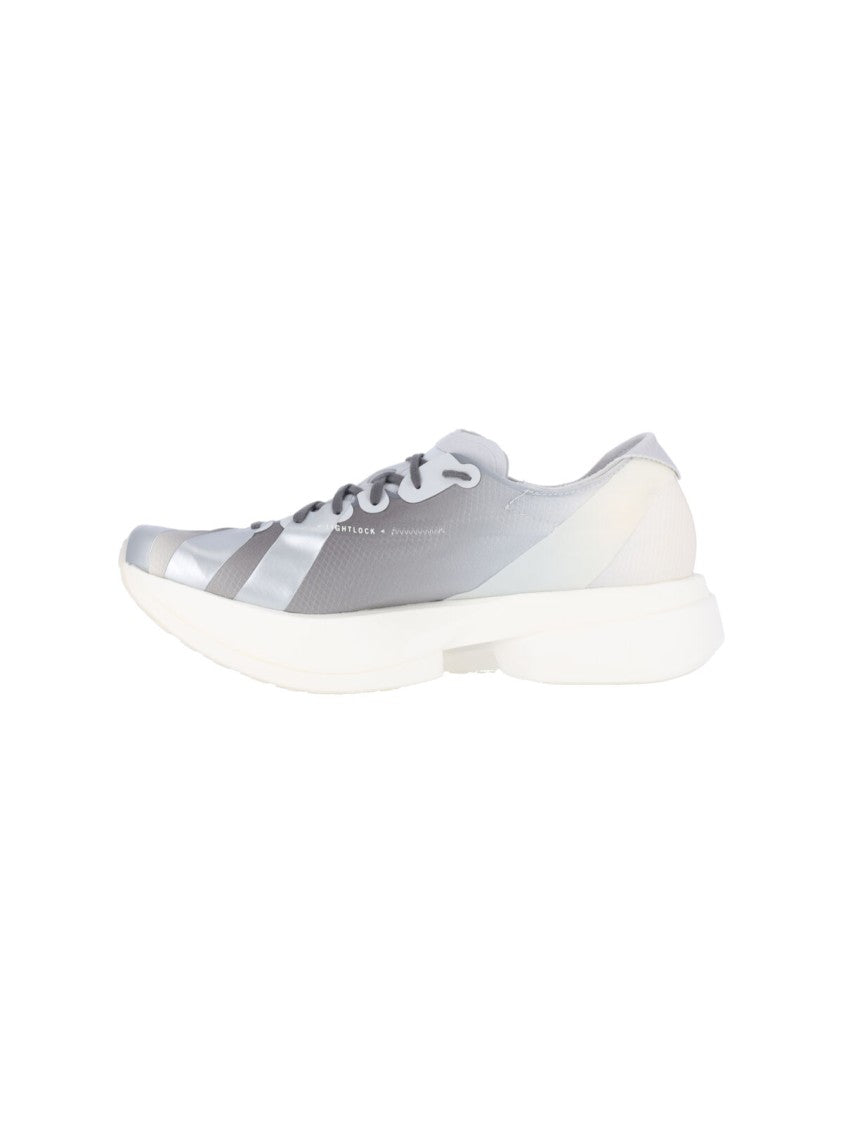 Y-3 Grey Fabric Sneakers With Rounded Toe And Lace-Up Detail