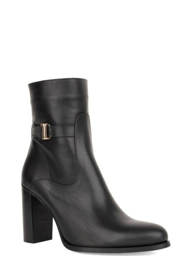 Sergio Moretti 554 006 Metallic Buckle Smooth Leather Ankle Boots