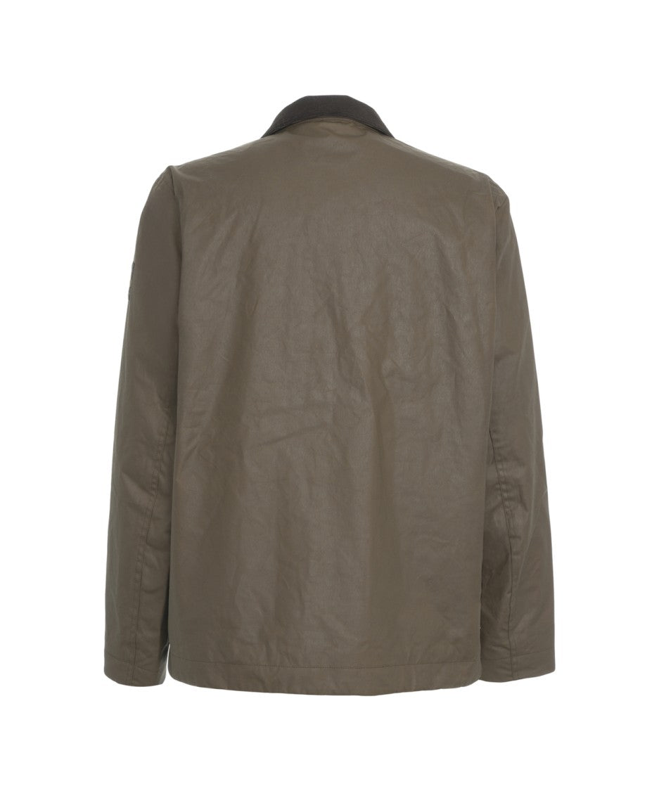 Belstaff Brown Casual Jacket With Distinctive Corduroy Collar And Functional Pockets