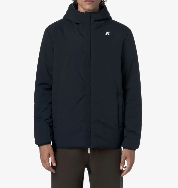 K-Way Reversible Brown Waterproof Jacket With Adjustable Hood