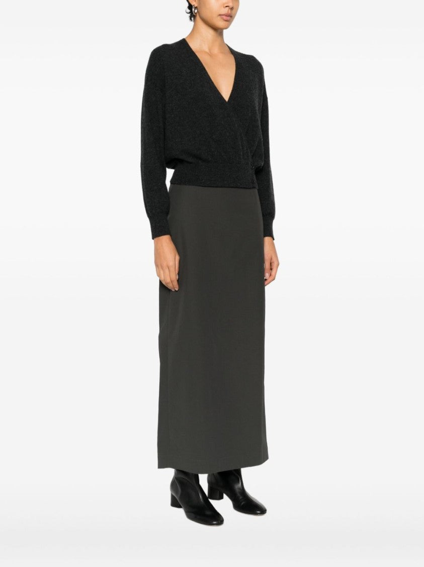 Ivory Paris Wrap-Style Cashmere Sweater With V-Neckline