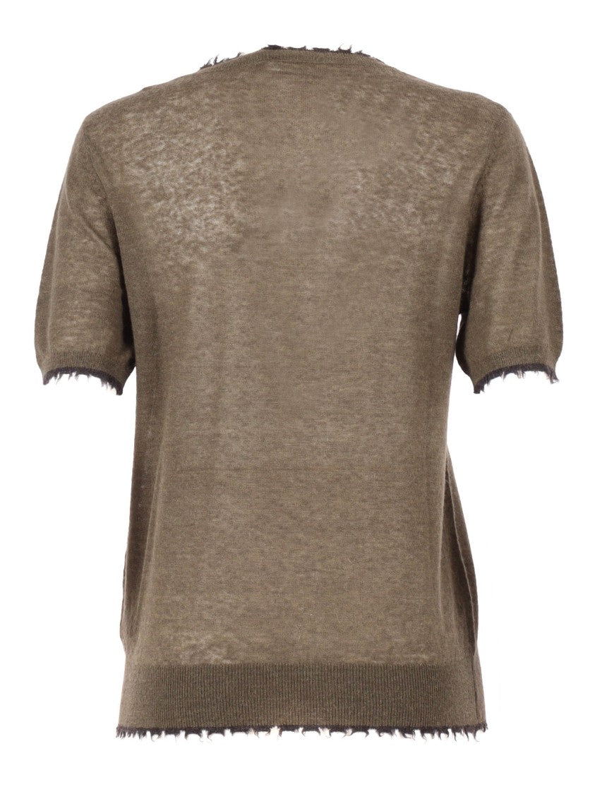 Kangra Cashmere Fine Knit Top With Distressed Edges