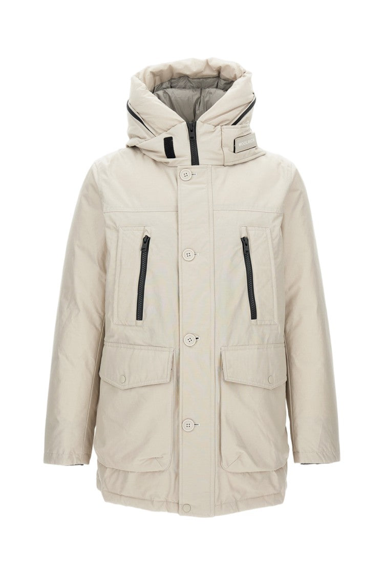Woolrich Structured Black Parka With Adjustable Hood
