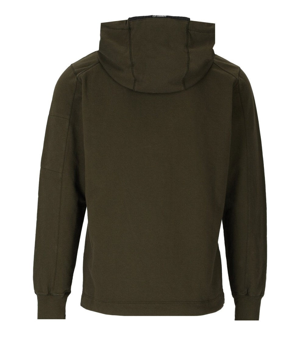 C.P. Company Light Fleece Military Green Hoodie