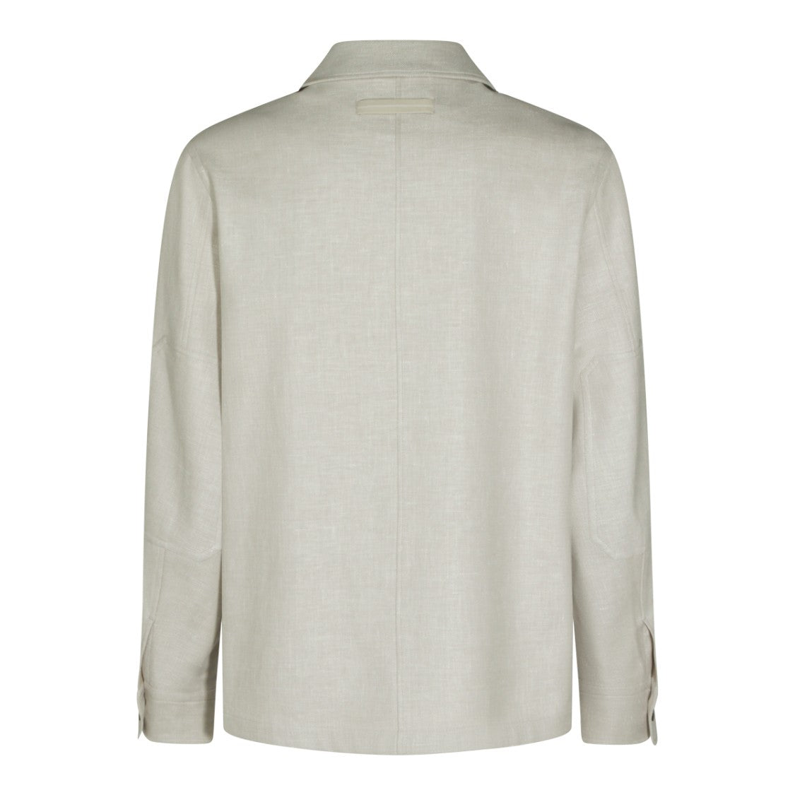 Zegna Sand Linen Casual Jacket With Classic Shirt Collar