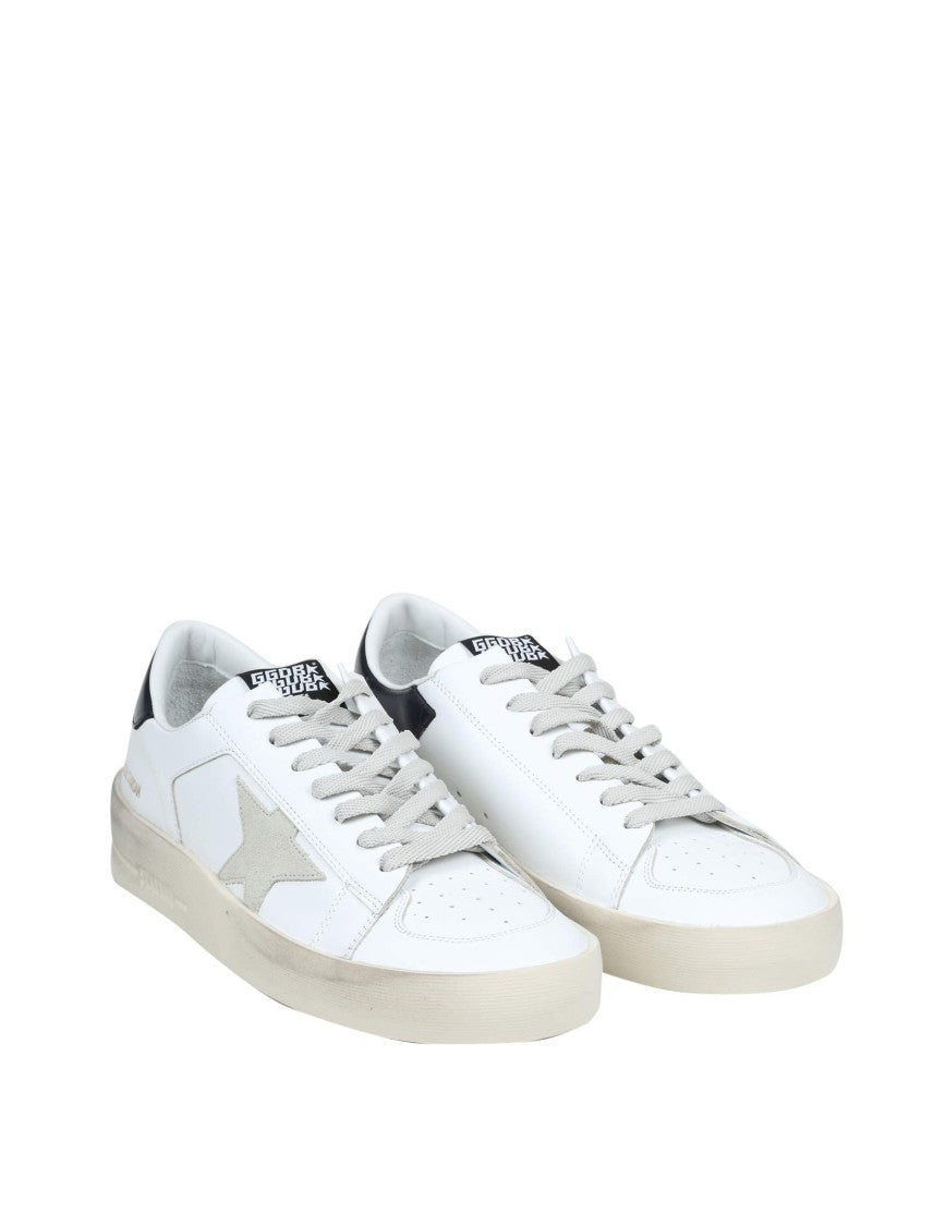 Golden Goose Stardan Leather Sneakers With Vintage Treatment And Asymmetrical Design