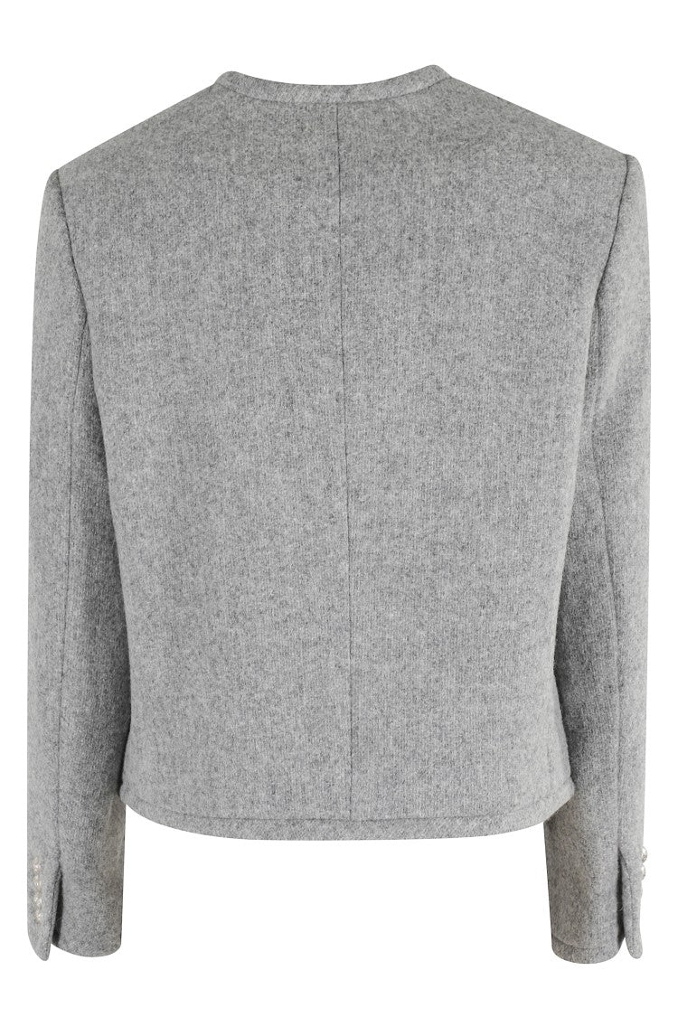 Dunst Cropped Grey Melange Tweed Jacket