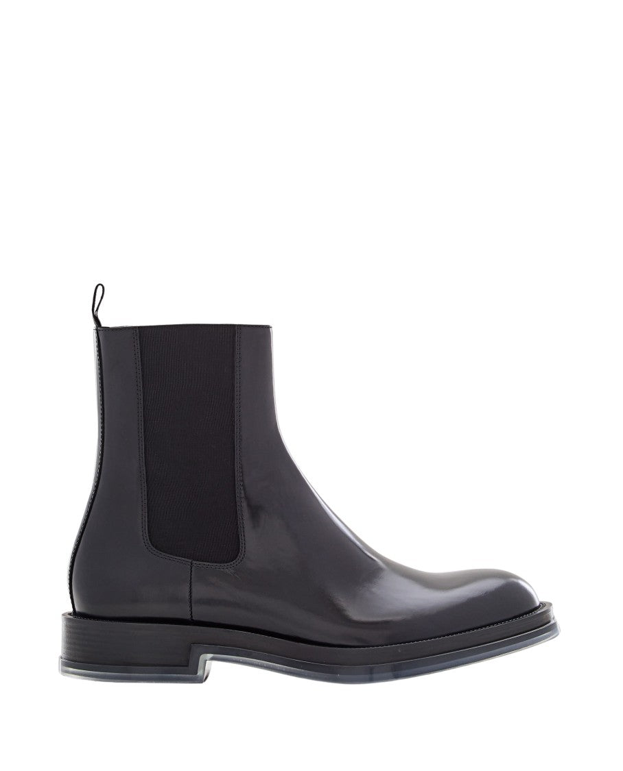 Alexander Mcqueen Black Leather Chelsea Boots