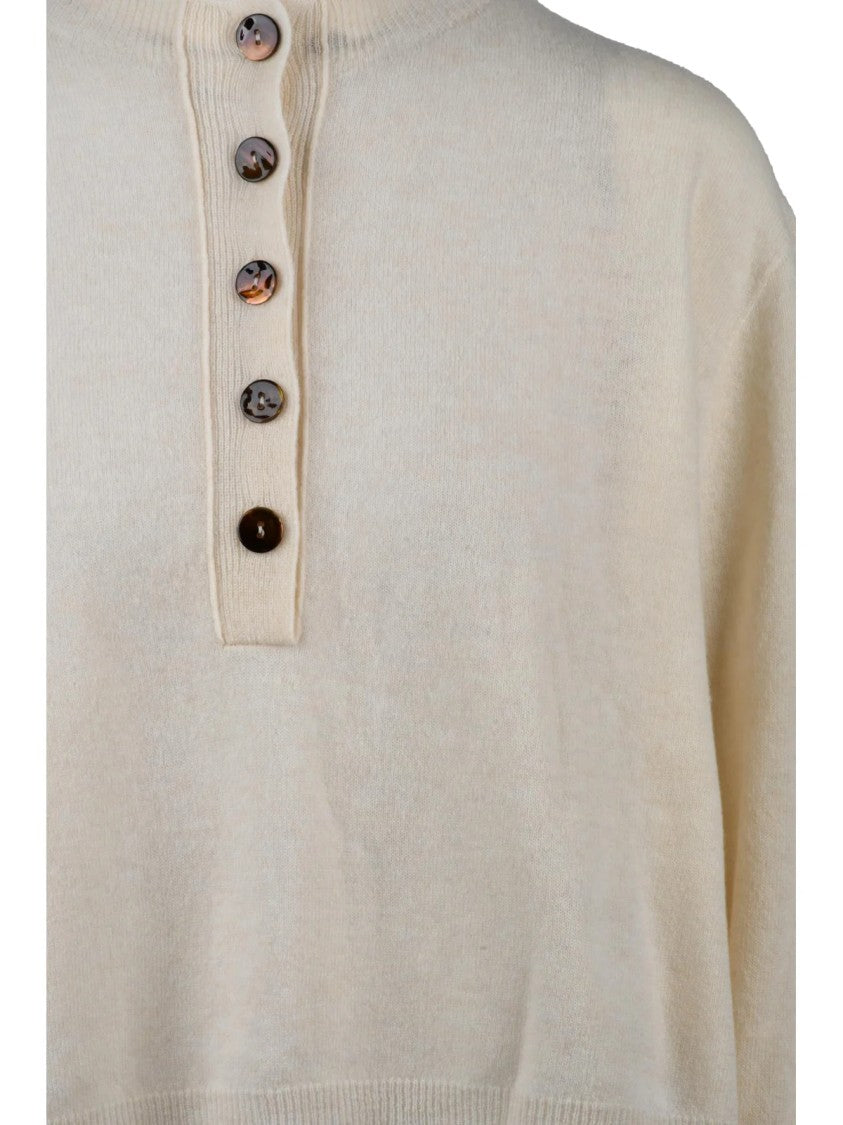 Alysi Short Serafino Sweater In Precious Merino And Cashmere Blend