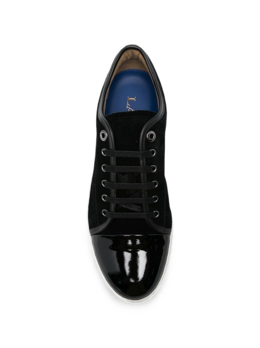 Lanvin Black Suede Patent Leather Sneakers