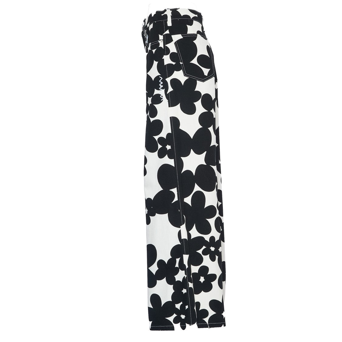 Marni Floral Print Wide-Leg Trousers In Luxurious Cotton Gabardine