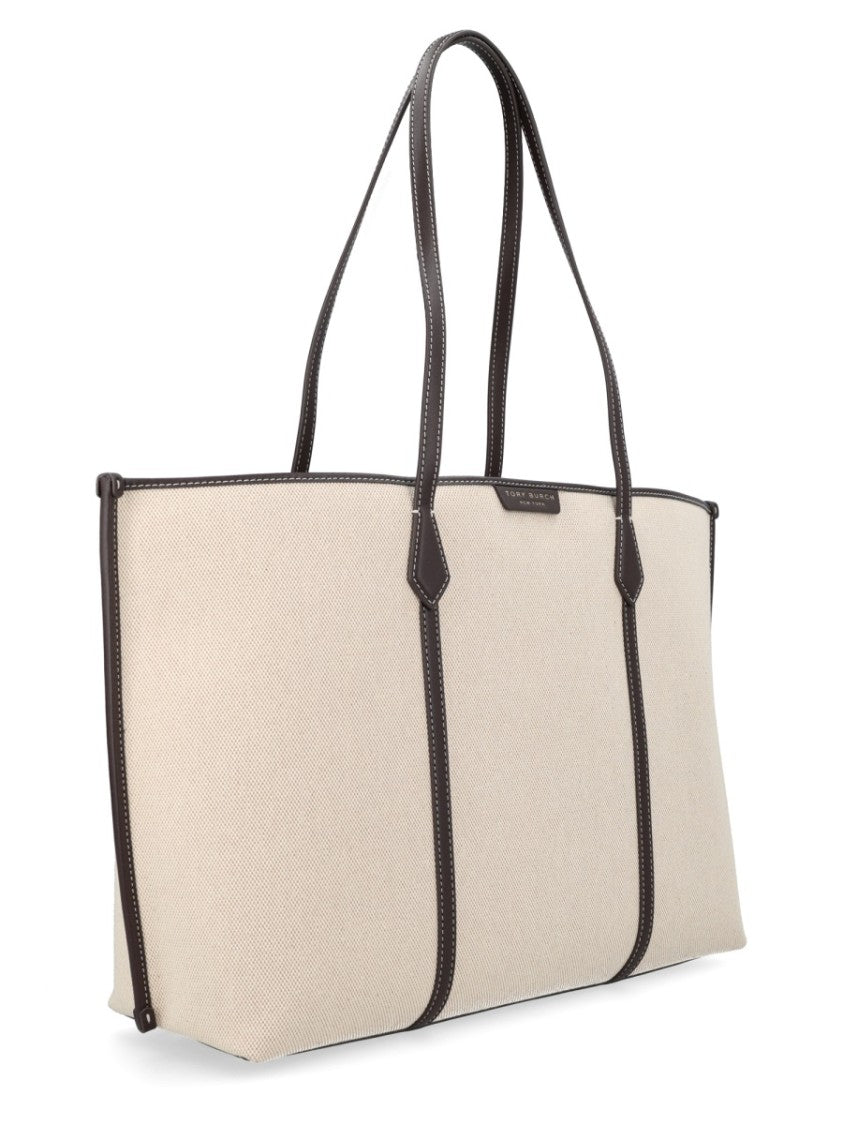 Tory Burch Beige Perry Textured Fabric Tote Bag